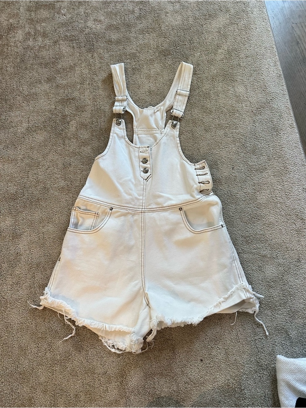 Somedays Lovin Cream Canvas Short Overalls